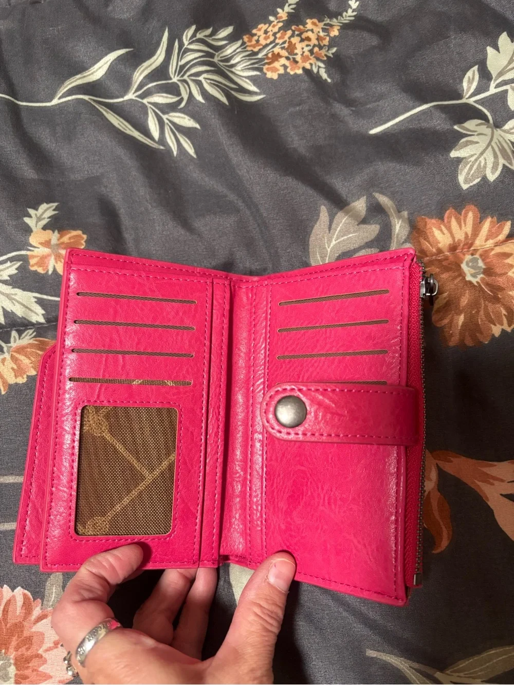 Wrangler Women's Bright Pink Leather Wallet with Snap Closure